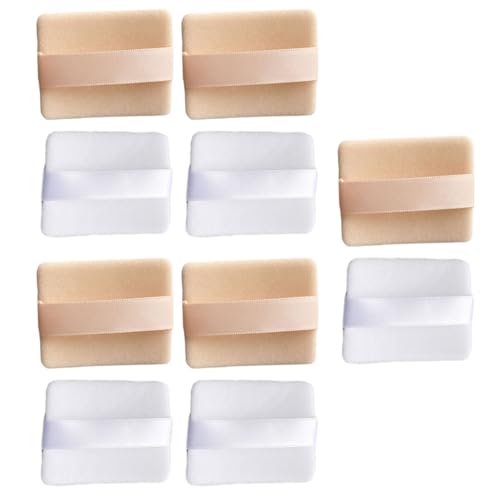 Abaodam Borlas de Maquillaje Rectangulares de Espuma Sintética con Correa para Uso Húmedo y Seco, Pack de 10 Piezas para Polvos Sueltos en Maquillaje Facial