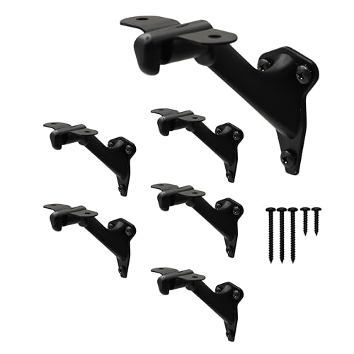 NACETURE Handrail Brackets for Stairs 6 Pack Heavy-Duty 3-Inch Black Handrail Brackets for Stairs Indoor/Outdoor Banister Support