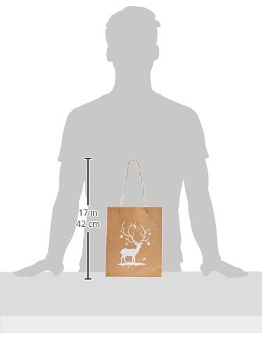 Mopec Kraft, min.6u. Bag 20 x 25 cm White Deer Handles and Glitter, Pack of 6 Units, One Size, 6, 1 count (Pack of 6) - Image 2