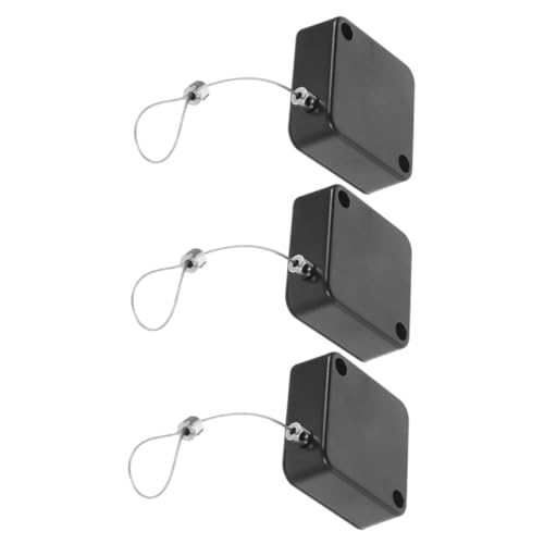 Veemoon 3 Piezas Caja de tracción antirrobo cable cerrar cerradura de alambre portátil cerradura de alambre telescópica antirrobo cerradura de alambre de acero AbS Negro