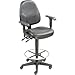 Leather Operator Stool with Arms - 360176; Footrest - Black