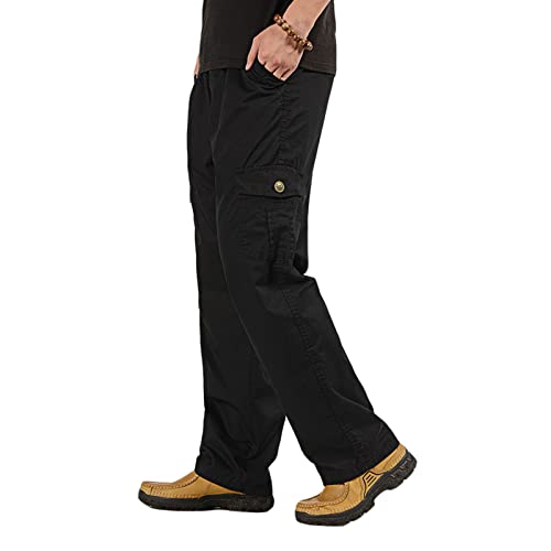 WZIKAI Mens Cargo Pants Elastic Waist Joggers for Men Workout Sweatpants Casual Long Trousers
