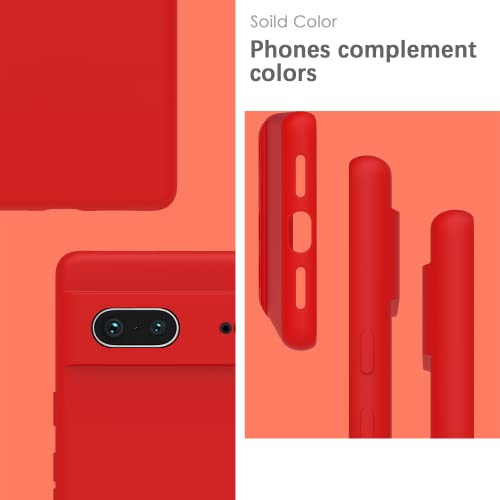 Image of YATWIN Silicone Back Case for Google Pixel 7, Soft-Touch Phone Back Cover for Google Pixel 7 - Red