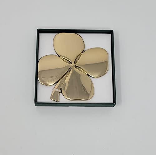 Exclusively Irish Shamrock Wall Hanging Brass Polished | Satin Nickel Ireland Home Décor 4.5" X 4.5" (Polished Brass, 4.5" X 4.5") #TOP2