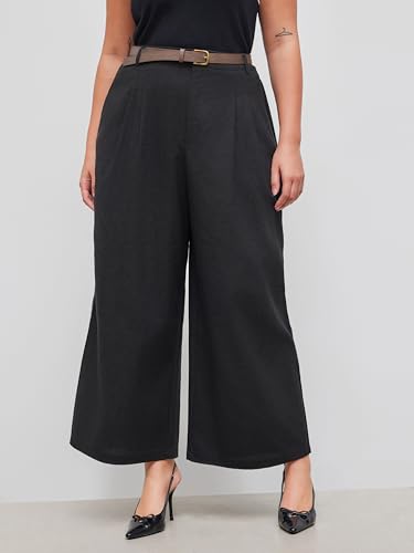 CIDER Linen-Blend Pocket Wide Leg Pants with Belt Curve & Plus3