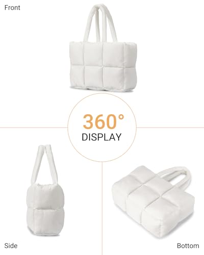 Image of Herald Puffer Tote Bag for Women, Large Quilted Puffy Handbag Lightweight Satchel Purse with Cup Holder & Compartment