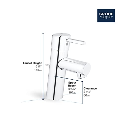 GROHE 3427000A Concetto, Single Hole Single-Handle Bathroom Faucet, S-Size, 1.2 GPM, Chrome