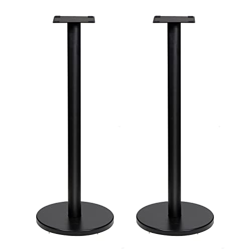 Fluance Soportes para altavoces de piso para sonido envolvente y altavoces de estantería con construcción sólida, picos de piso ajustables, pies de aislamiento de goma, negro mate, par (SS05R)