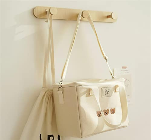 Laureltree Aesthetic Kawaii Cute Lunch Bag Box With Straps Insulated Waterproof Durable For Women Girls Kids Office School (White-Three Bears) #TOP1