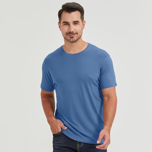 netdraw Men's Ultra-Soft Viscose Bamboo Cotton T-Shirt, Crew Neck Short Sleeve Casual Lounge Dressy Undershirt Tee4