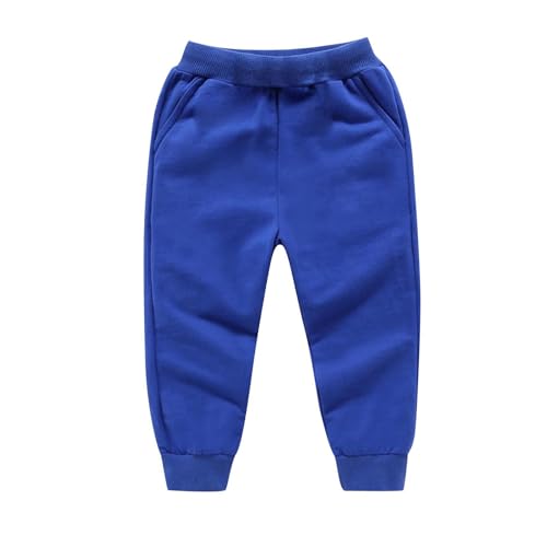 Kids Solid Color Casual Joggers Sweatpants Elastic Waist Loose Basic Athletic Pants with Pockets for Girls Boys 0-13 Years