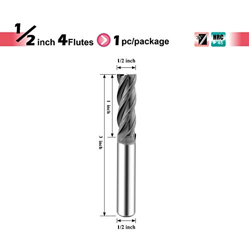 SPEED TIGER ISE Carbide Square End Mill - Micro Grain Carbide End Mill for Alloy Steels/Hardened Steels - AlTiBN Coating - 4 Flute - Fractional, 1/2 in