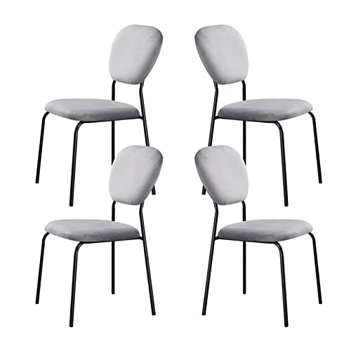 SJIALEN Dining Chairs Set of 4, Stackable Household Backrest Chair Velvet Makeup Chair Living Room Bedroom Upholstered Chairs Kitchen Chair (Color : Light Gray, Size : 45x48.5x85cm)