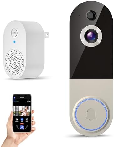 Wireless Doorbell Camera with Rechargeable Battery, 1080P Resolution, 2-Way Audio, Night Vision, AI Human Detection, Cloud Storage, 2.4G WiFi