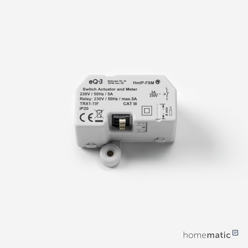 Homematic IP Smart Home Schalt-Mess-Aktor – Unterputz, Aktor misst Strom,steuert Geräte und Leuchten per App, Alexa & Google Assistant, Energie sparen, 142721A0