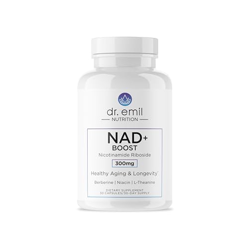 DR EMIL NUTRITION NAD+ Boost - Nicotinamide Riboside Supplement for Longevity, Healthy Aging & Cellular Regeneration - NAD Supplement with with Berberine, L-Theanine & Niacin - 30-Day Supply