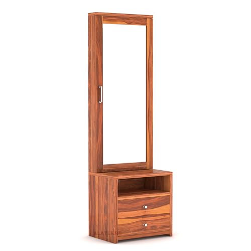 Image of ALATERRE Sheesham Wood Dressing Table with 2 Drawer Storage for Living Room Bedroom Wooden Vanities (Natural Finish)