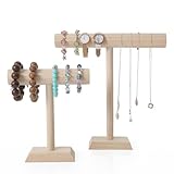 WATIIFUFU Expositor de Joyas de Madera 22 Cm, Soporte para Pulseras y Collares en Forma de T, Estante de Almacenamiento Multifuncional para Organizador de Joyería Portátil y Profesional