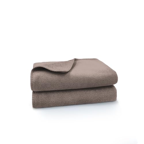 Image of Sassoon Venir Microfiber 2 Piece Hand Towels in 450 GSM (40x60cm, Sandstone Color) - Absorbent & Quick Dry Multipurpose Hand Towels