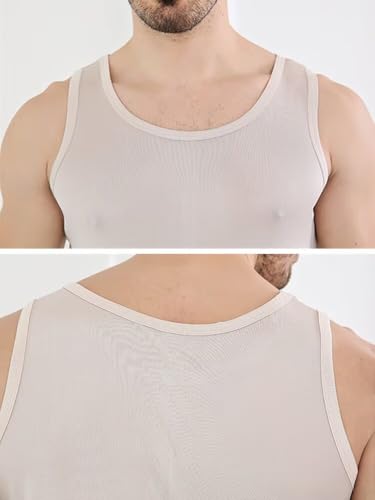 Men's Silk Tank Tops Sleeveless Undershirt Tank Tops Classic Vest3