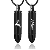 Yinplsmemory Cremation Jewelry for Ashes Locket Deer Bullet Pendant Urn Necklace for Ashes Keepsake Memorial Jewelry for Ashes for Dad Papa