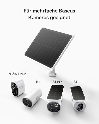 Baseus Security A1 3W Solarpanel für Überwachungskamera Aussen Akku, Solar Panel IP67 Wasserdicht, 4-Meter-Kabel, Solarmodul Kompatibel mit Baseus Kamera N1, S1 Series Für Unendliche Solarenergie