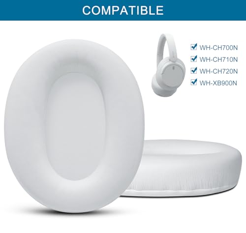 Almohadillas para Sony WH-CH700N / WH-CH710N / WH-CH720N / WH-XB900N - Blancas | Repuesto de almohadillas con cuero protein suave y espuma viscoelástica miniatura 2