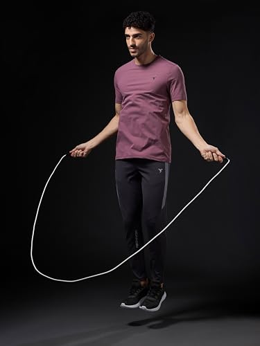 Image of TECHNOSPORT Men's Slim Fit Solid Crew Neck T-Shirt, Cotflex Quick Dry Wrinkle Resistant Polyester Sports Tee for Gym, Running, Training, Sports