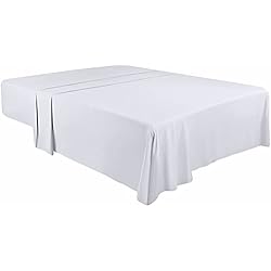 Sabana Encimera Cama 180 Utopia Bedding Sábana Plana- Sábana Encimera Suave de Poliéster-Microfibra Cepillada (Blanco, Cama 180-270 x 290 cm)