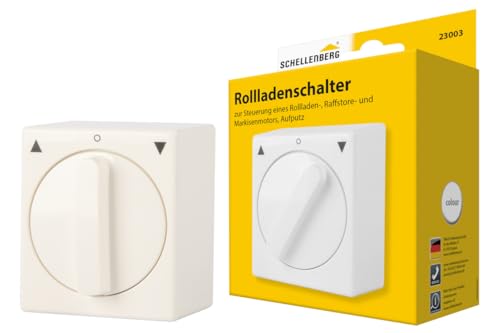 Schellenberg 23003 Tast-Rast-Knebelschalter Aufputz, Rolladenschalter umschaltbar von Schalter- zur Tastfunktion, einfach Nachrüsten, 5 Anschlusspole, Weiß