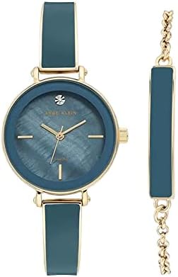 Anne Klein Womens Box Set Blue Mother of Pearl Dial Metallic Analogue Watch - AKB3620BLST