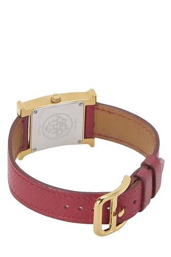 Pre-Loved Red & Gold Leather H Hour PM, Gold2