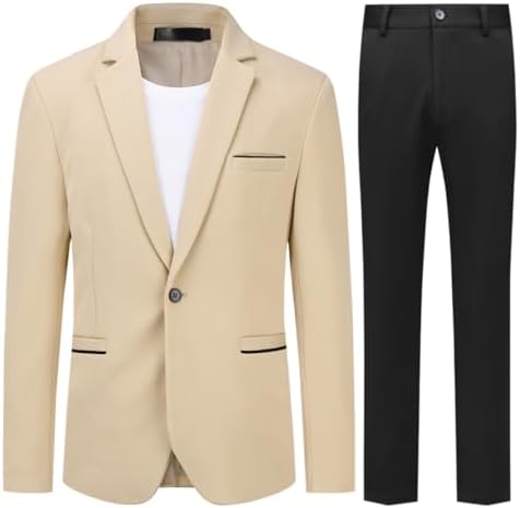 Allthemen Herren Anzug Stretch 2 Teilig Anzüge Slim Fit Business Hochzeit | 1 Knopf, Hochzeitsanzug Männer, Sakko Hose, Formelle, Revers, Einfarbig, Einreihiger, Komplett Set