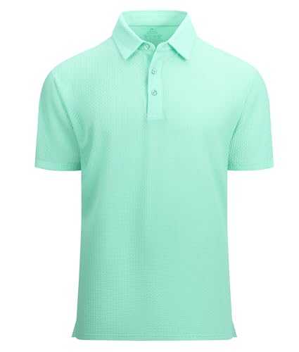 Alex Vando Mens Bubble Jacquard Polo Shirt Super Stretch Short Sleeve Polo Shirts for Men