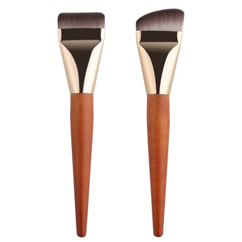 2 Piezas Brochas de Maquillaje Ultraplanas, Brocha de Maquillaje de Cabeza Plana, Brocha de Base Plana Profesionales