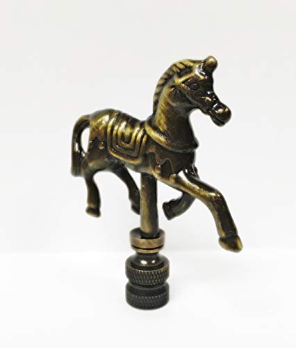 Image of Lamp Finial-Carousel Horse-Aged Brass Finish, Highly Detailed Metal Casting