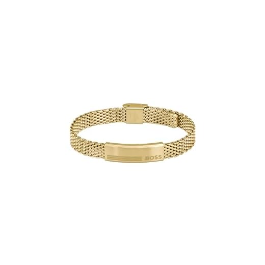 BOSS Jewelry Bracelet à Maillons pour Homme Collection ALEN en Or Jaune avec une Plaque Gravée - 1580610
