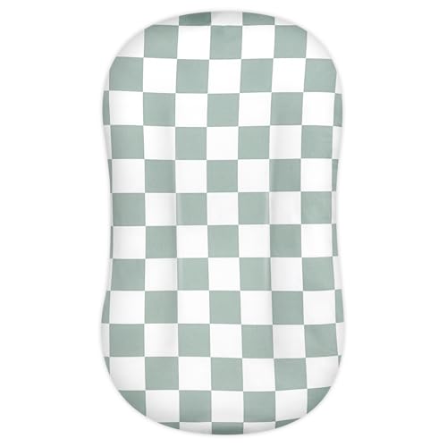 Image of DILIMI Baby Lounger Cover, Newborn Lounger Cover for Boys Girls, Removable Soft Comfortable Lounger Slipcover, Green Checkerboard (Lounger not Included)