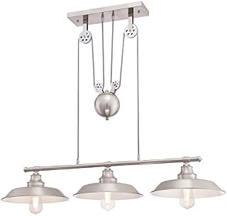 Westinghouse Lighting 63699 Iron Hill Three-Light Indoor Island Pulley Pendant, Brushed Nickel Finish