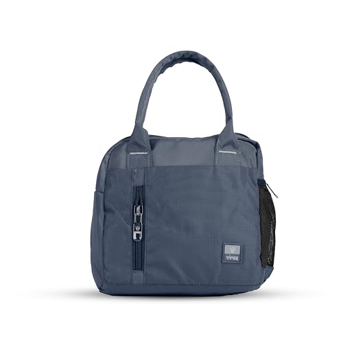 Image of Fluxy Lunch Bag for Men & Women | 7.4L Lunch Tote for Office, School & Travel | Durable 1000D Polyester Lunch Carrier with Zipper & Multiple Pockets | Reusable Tiffin Bag (Blue, 22 cm)