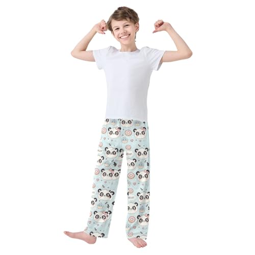 Cute Panda Bear Pastel Pajamas Bottoms with Pockets Comfy Pjs Sleepwear Elastic Waistband Pajamas Pants Lounge Pants for 6-14 Years2