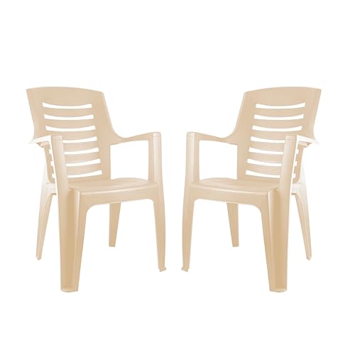 Cello Ultra Chair Set Of 2, Matte Beige | Unbreakable, Durable & Strong |Blended Pp Material, Easy To Clean |Plastic Chair For Living Room, Home & Office | 3 Years Warranty – Manufacturing Defects