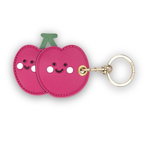 Leather Keychain Case Holder Compatible with Apple AirTag, GPS Airtag Keychain Finder Tracker with Key Ring, Anti-Scratch Protective Air Tag Cover for Keys, Wallet(Cherry)