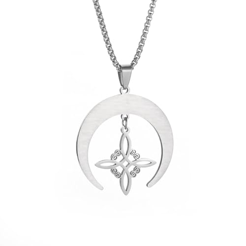 Collier nœud de sorcière et lune celtique pour homme et femme