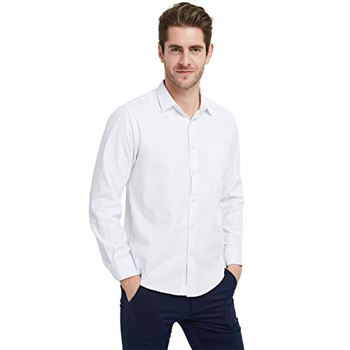 Ebind Men's Oxford Button Up Shirt Long Sleeve Non Iron,Blue