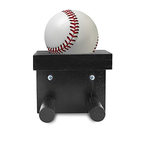 image for TOBWOLF Baseball Bat Rack Ball Display Holder, Solid Wood Vertical Wal