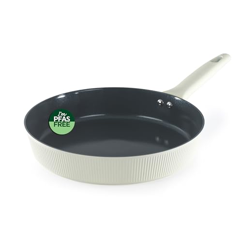 Image of Russell Hobbs Cote 28 cm Frying Pan – Ceramic Non-Stick Deep Cooking Pan, PFOA-/PFAS-Free, Forged Aluminium, Straight Sides, Soft-Touch Handle, Induction Compatible, Easy to Clean, Cream