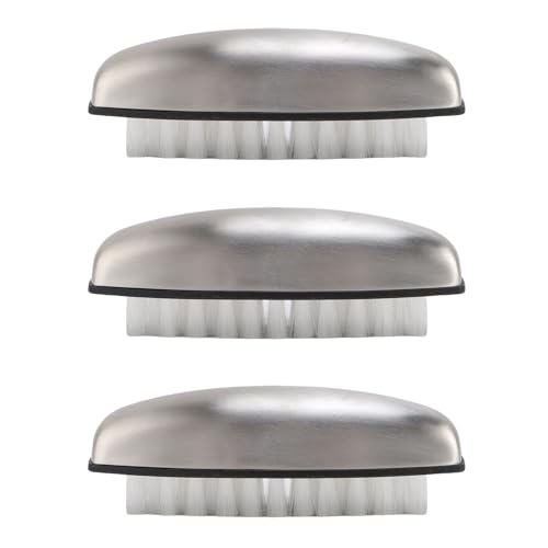 SIXRUN Escobilla de Acero Inoxidable para Verduras, 3 Cepillos de Uñas de Acero Inoxidable para Limpieza de Uñas con Cerdas de Nailon para Cocina y Verduras