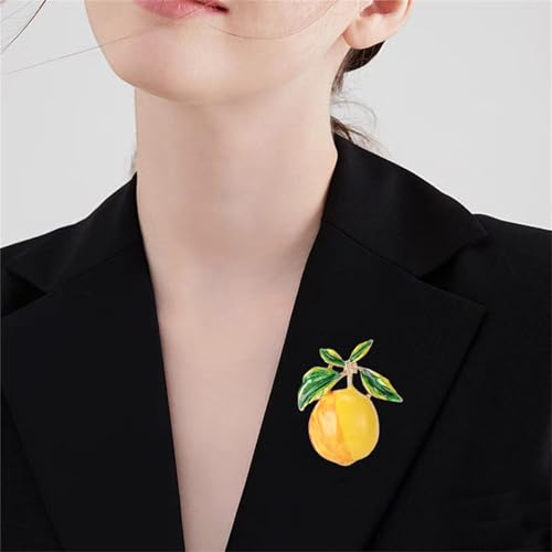 Image of Dreuyet Rhinestone Lemon Brooches for Women Men Crystal Elegant Yellow Fruit Lemon Brooch Pin Dainty Cute Christmas Wedding Birthday Summer Holiday Accessories