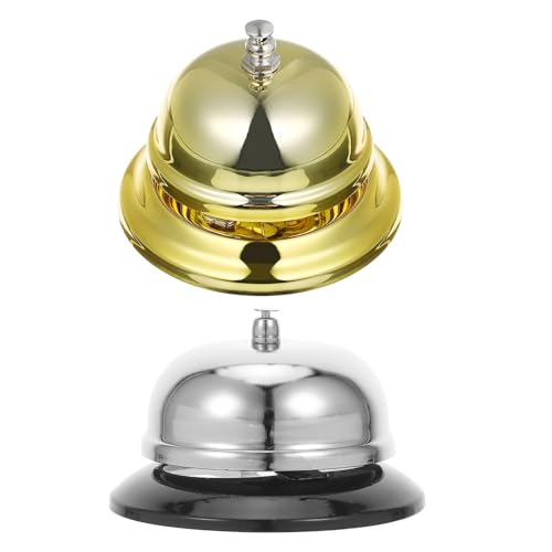 Alipis Campanelli da Tavolo Manuali in Lega Metallo 8,5 Cm, Set 4 Pezzi (oro e Argento), Campanello Chiamata per Servizio Clienti, Reception, Uffici, Hotel e Scuole, Segnale Acustico